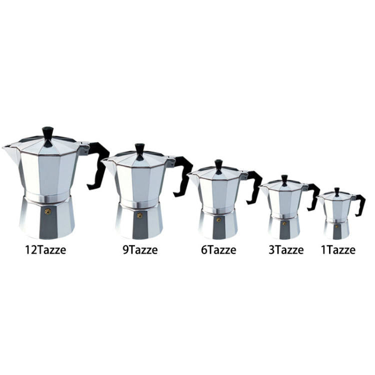 Italiaanse moka pot voor 12 kopjes — klassieke espressomaker voor op het fornuis