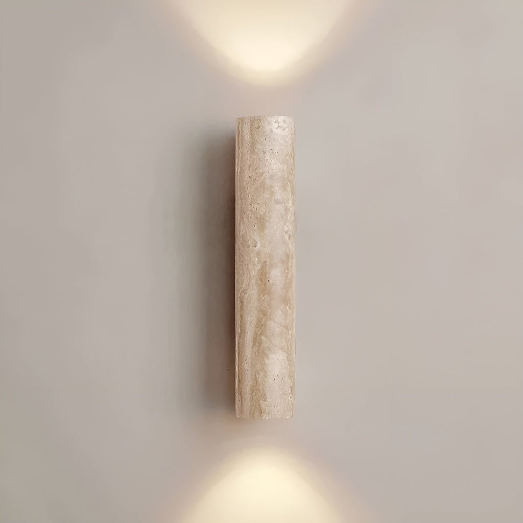 LumeStone wandlamp - marmerafwerking geïnspireerd op travertijn, warme ledgloed