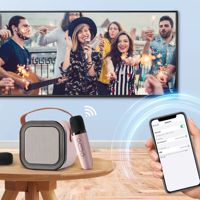 Portable Bluetooth Speaker and Wireless Microphones Karaoke Set
