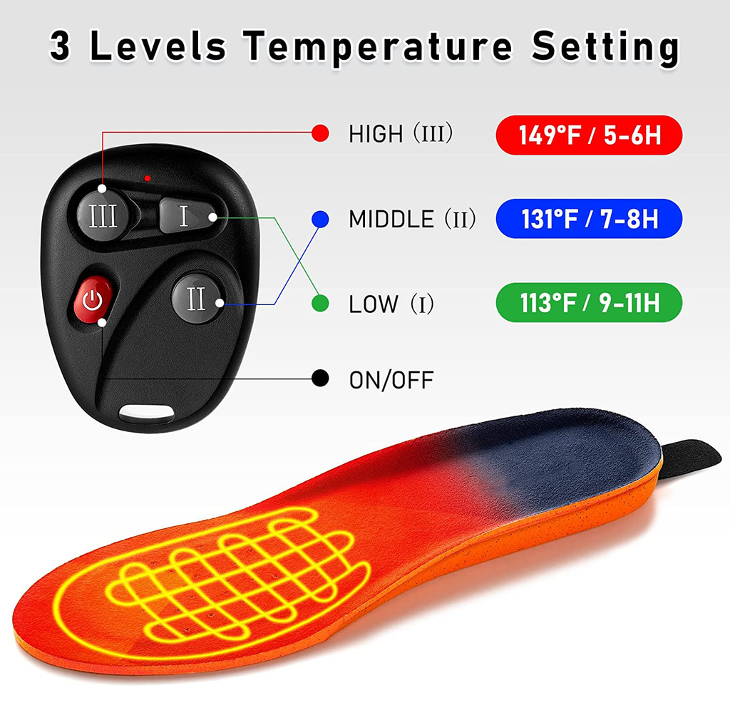 Rechargeable Wireless Heated Insoles — Extended Battery Life
