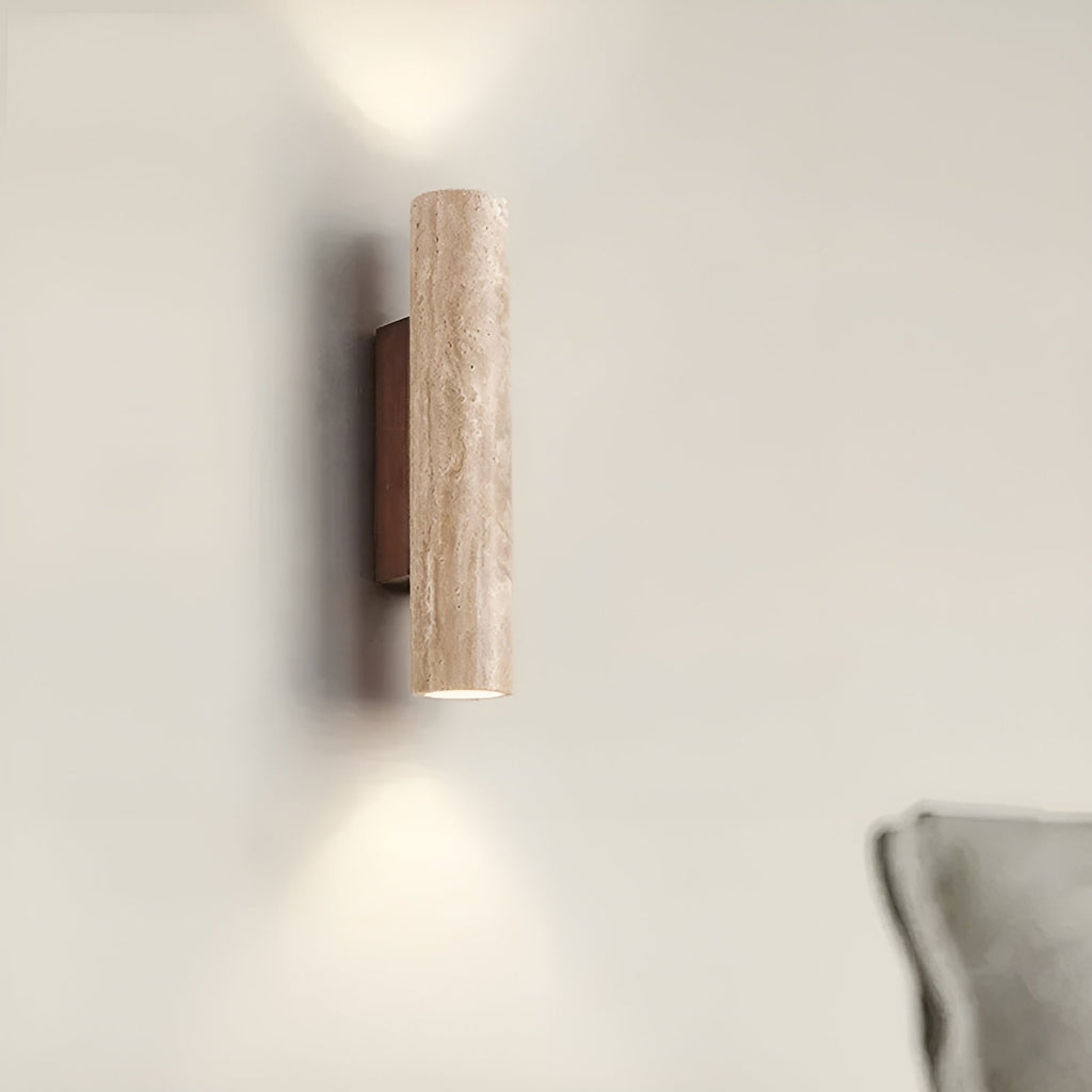 LumeStone wandlamp - marmerafwerking geïnspireerd op travertijn, warme ledgloed