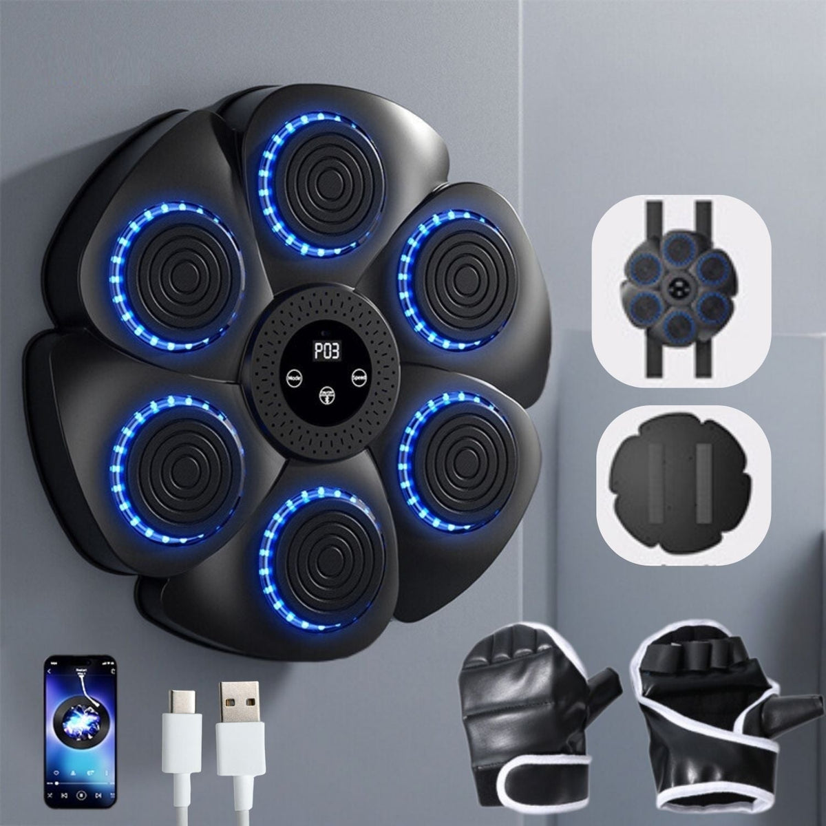 PunchTech interaktiv smart boksemaskine — Bluetooth-musiksynkronisering, smarte træningstilstande