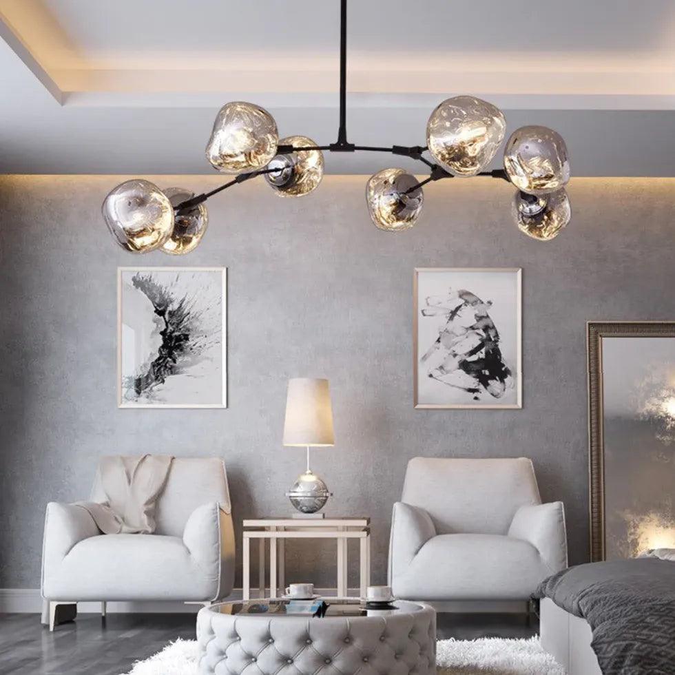 Moderne metalen lavakroonluchter voor de woonkamer, in hoogte verstelbaar | boxzora