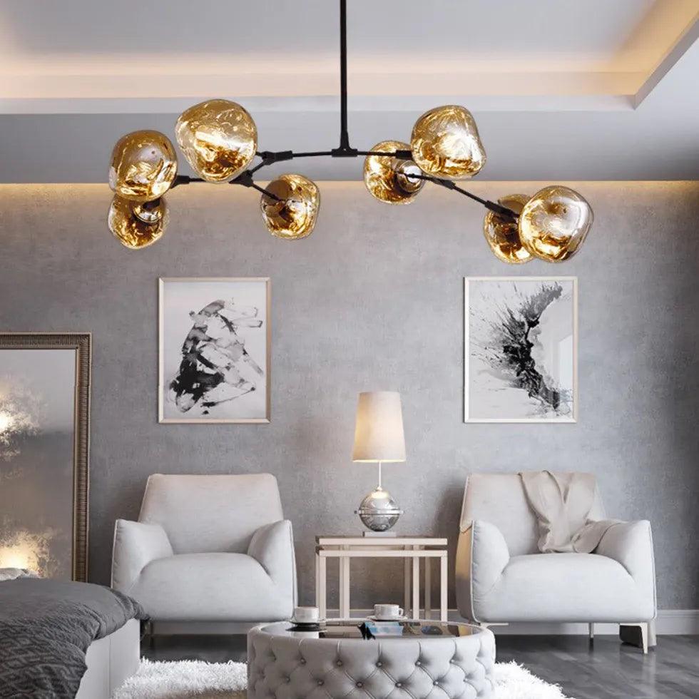 Moderne metalen lavakroonluchter voor de woonkamer, in hoogte verstelbaar | boxzora