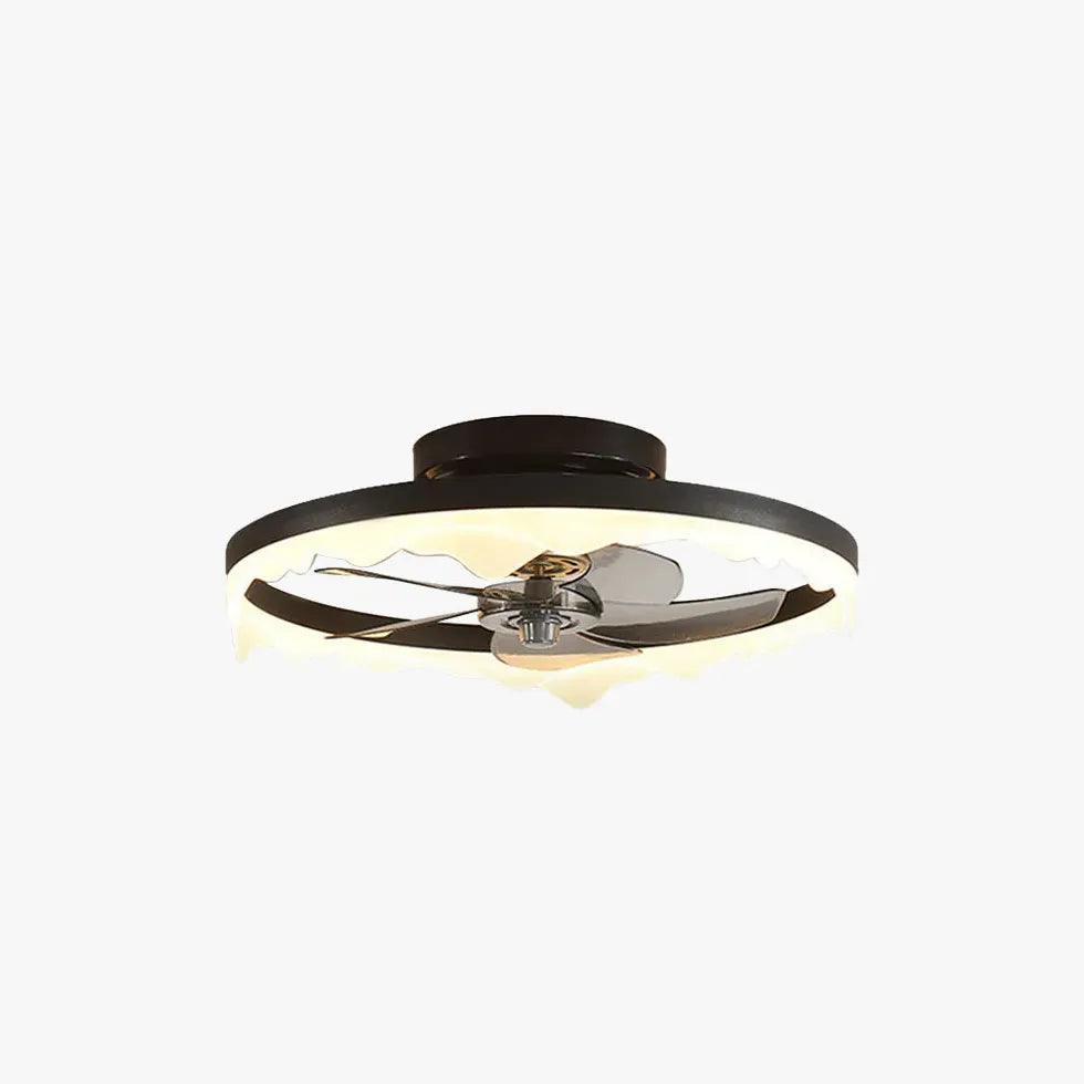 Czarno-biała lampa sufitowa LED z wentylatorem do jadalni | boxzora