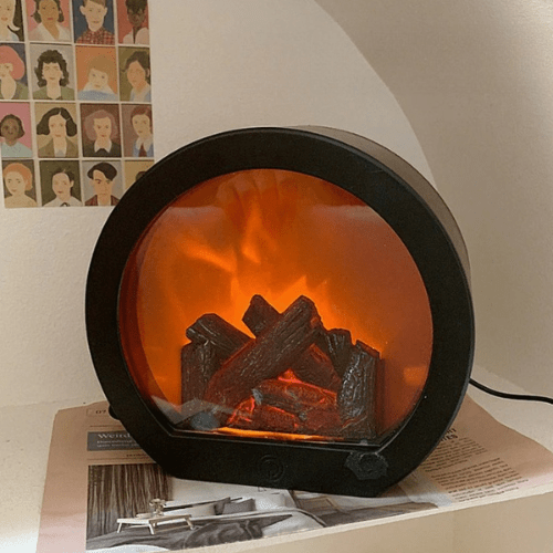 Rustic Design LED Fireplace Table Lamp