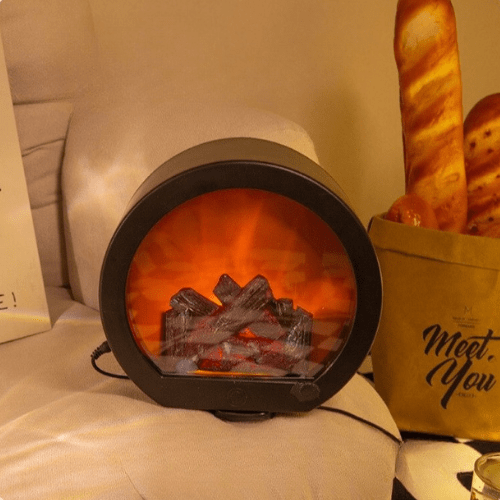 Rustic Design LED Fireplace Table Lamp