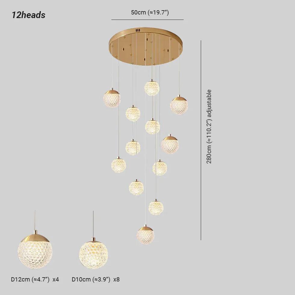 Lámpara colgante de lujo para mesita de noche con pantalla esférica | boxzora