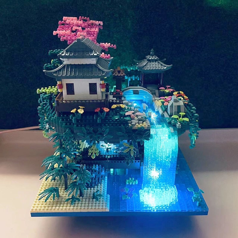 Fossfall Japanese House Sakura Floating Island Nano Building Kit — 3660+ Pieces