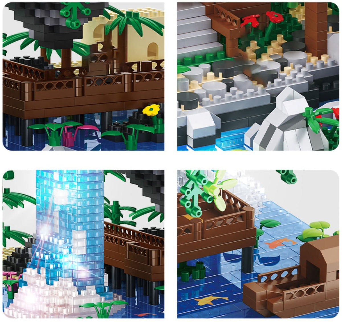 Fossfall Japanese House Sakura Floating Island Nano Building Kit — 3660+ Pieces