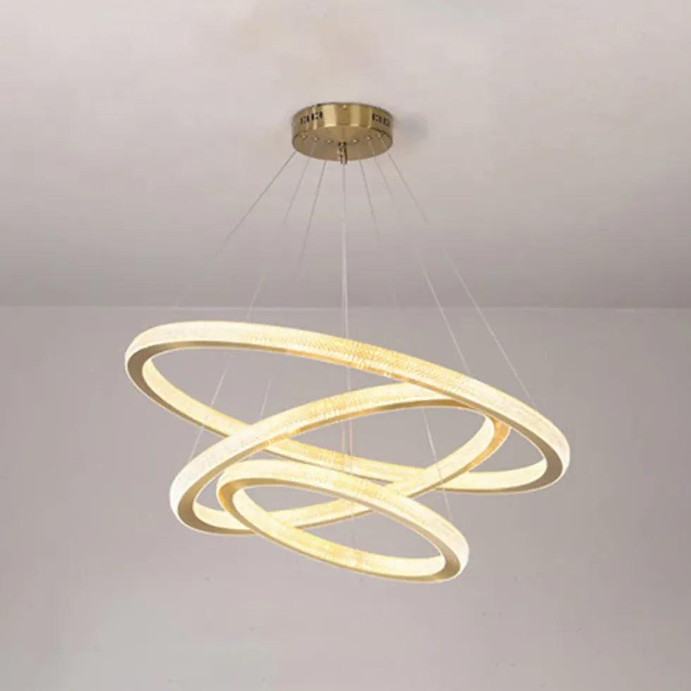 Nowoczesna luksusowa złota lampa wisząca w kształcie pierścienia | boxzora