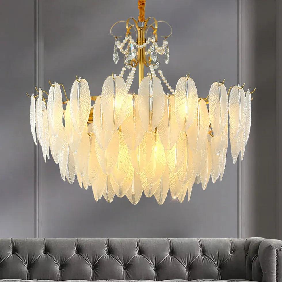 Modern Pearl Feather Glass Pendant Light | boxzora