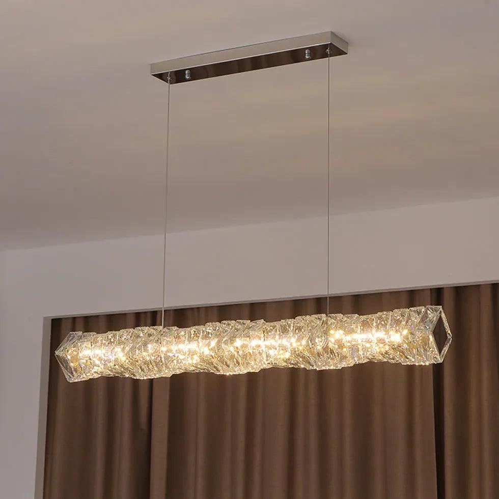 Candeeiro suspenso comprido de cristal para balcão de cozinha | boxzora