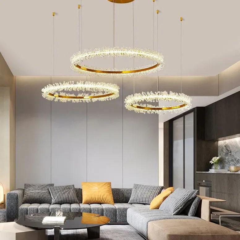 Lámpara colgante moderna circular con cristal para la sala de estar | boxzora