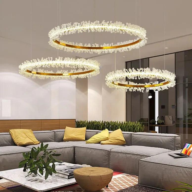 Lámpara colgante moderna circular con cristal para la sala de estar | boxzora