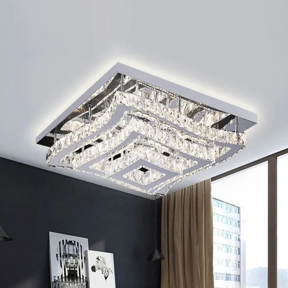 Luz de teto moderna quadrada em cristal para sala de estar | boxzora