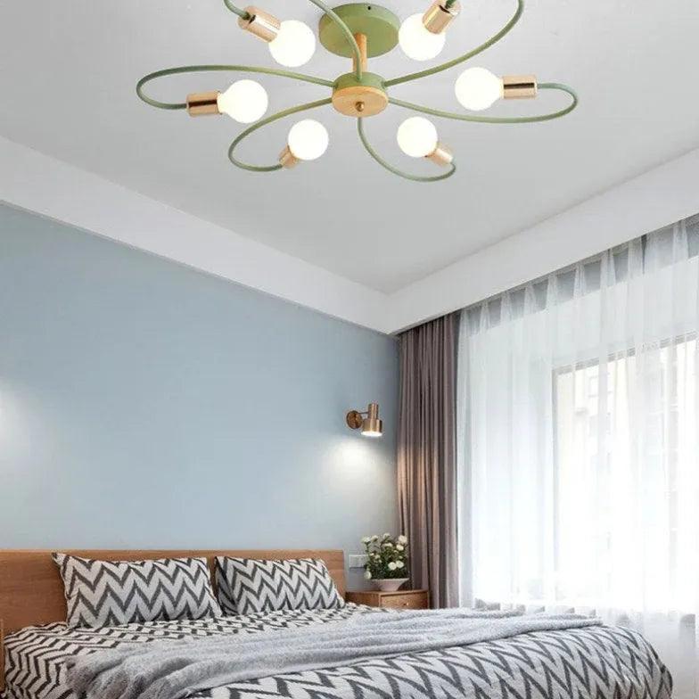 Candeeiro de teto nórdico LED de ferro em forma de flores e tubos | boxzora