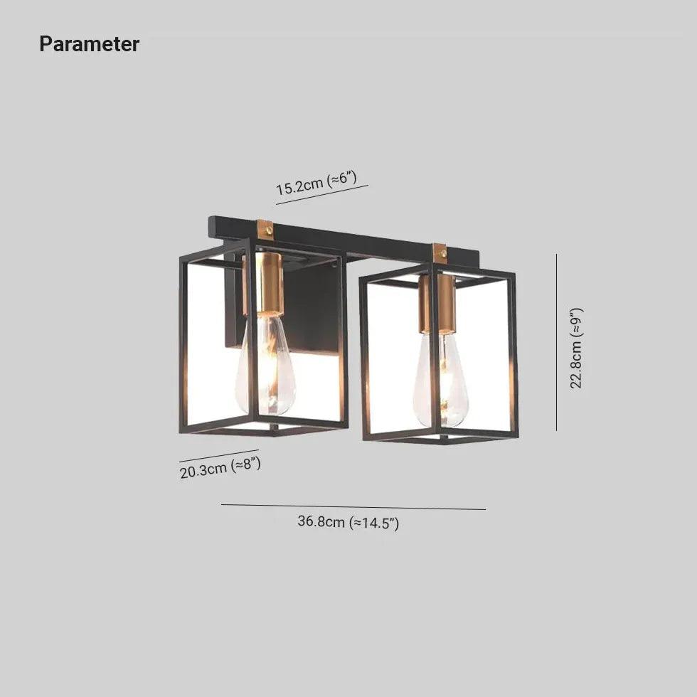 Minimalistyczna czarna żelazna lampa ścienna nad lustro łazienkowe | boxzora