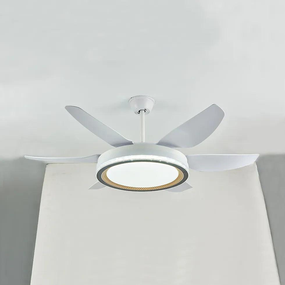 Hvid moderne LED-loftventilatorlampe til stuen | boxzora