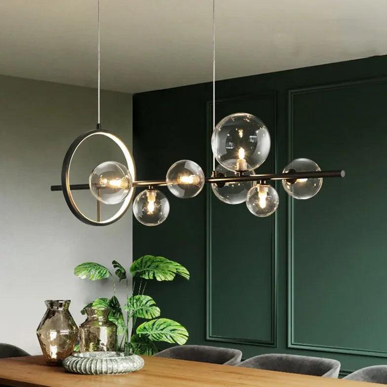 Lámpara de araña nórdica geométrica de cristal para el comedor | boxzora
