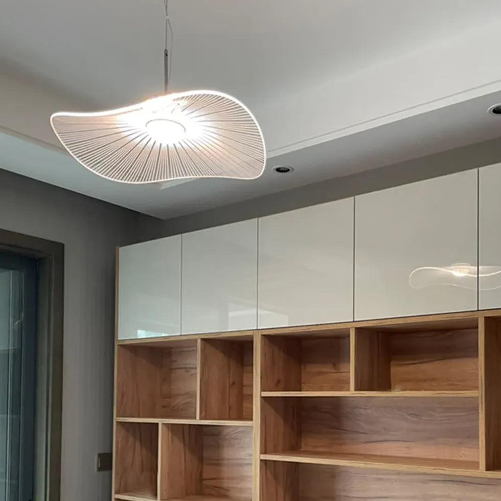 Suspension moderne blanche en forme de vague et de feuille de lotus | boxzora