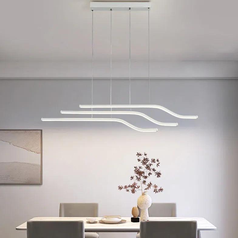 Minimalistyczna czarna lampa wisząca LED w formie linii | boxzora