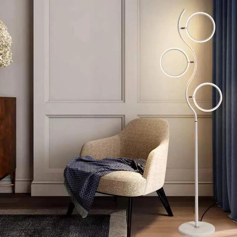 Candeeiro de pé LED minimalista com vários anéis para sala de estar | boxzora