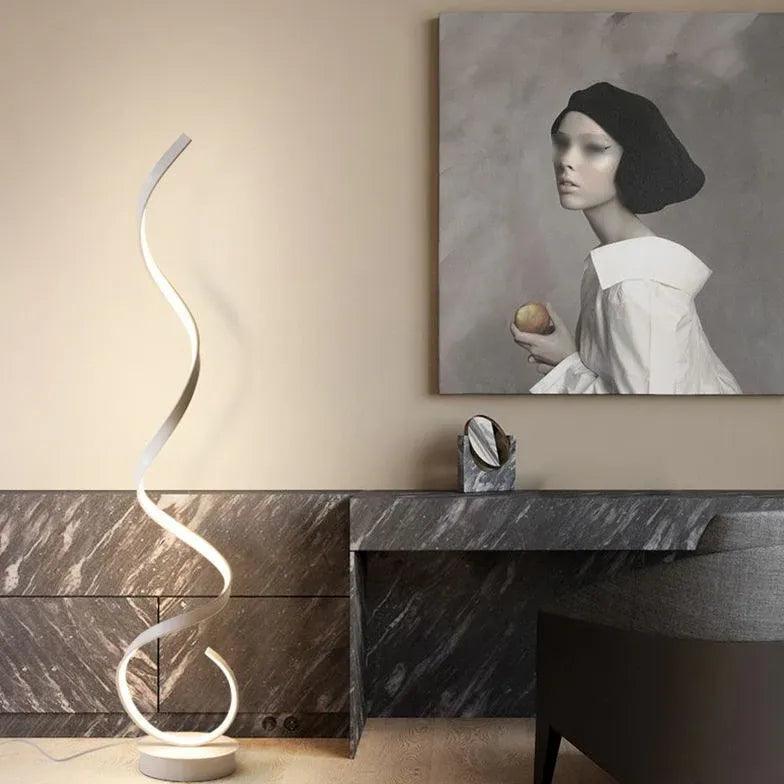 Nowoczesna łukowa spiralna lampa podłogowa LED | boxzora