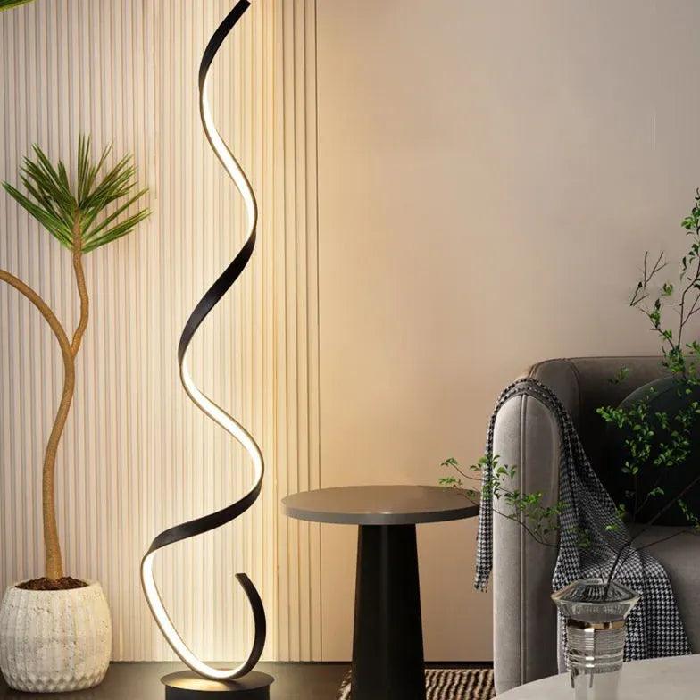 Nowoczesna łukowa spiralna lampa podłogowa LED | boxzora