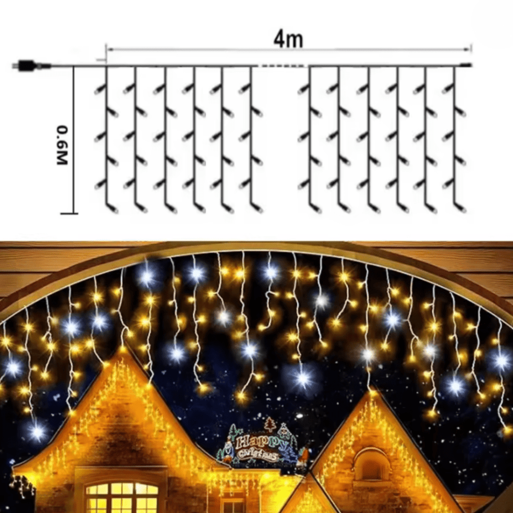 LUMICURTAIN led-tuinslingers - draperiestijl, fonkelende warme verlichting