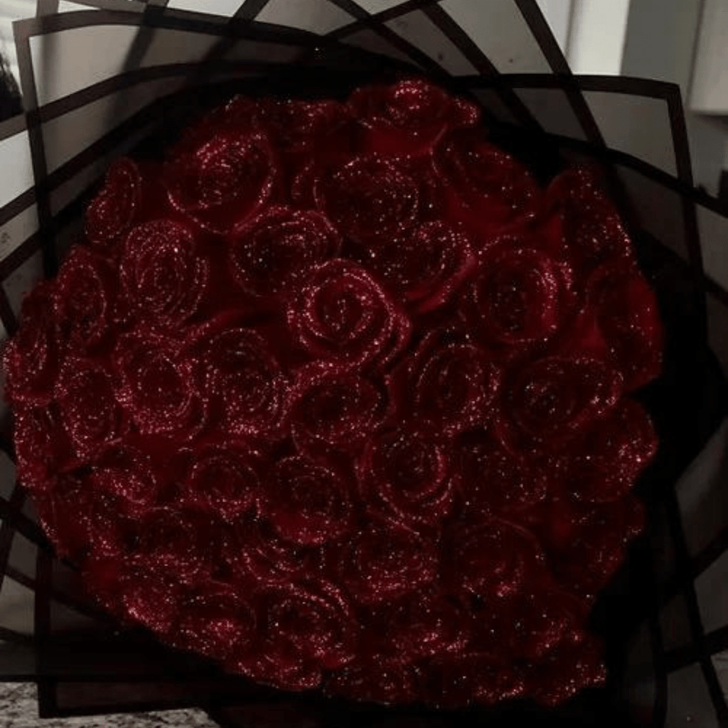 Rosa Fleurion Forever Bloom — rosa preservada genuína com glitter e acabamento de brilho suave
