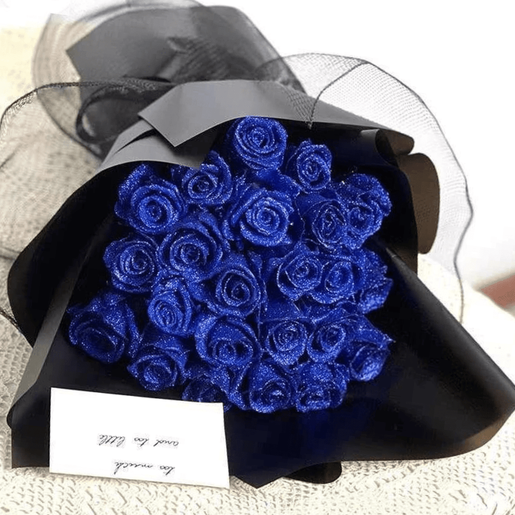 Rosa Fleurion Forever Bloom — rosa preservada genuína com glitter e acabamento de brilho suave