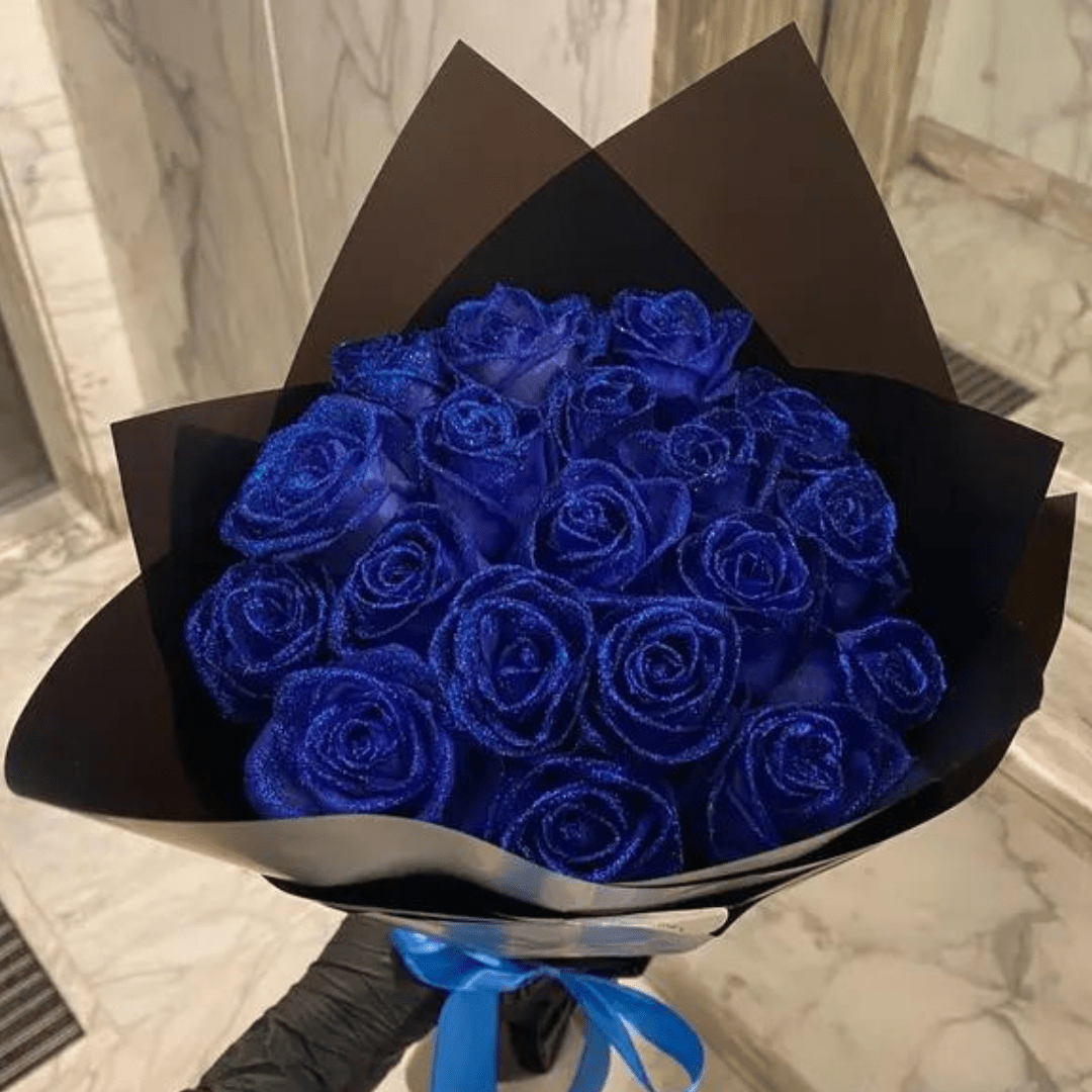 Rosa Fleurion Forever Bloom — rosa preservada genuína com glitter e acabamento de brilho suave
