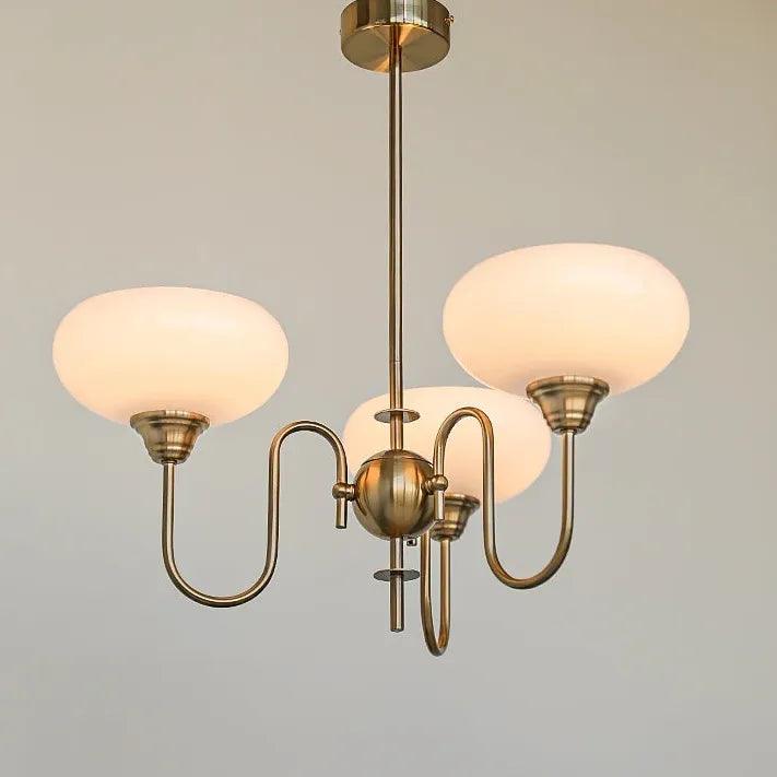 Candelabru Mid-Century din sticlă crem cu nuanță de kaki, cu intensitate reglabilă, pentru living | boxzora