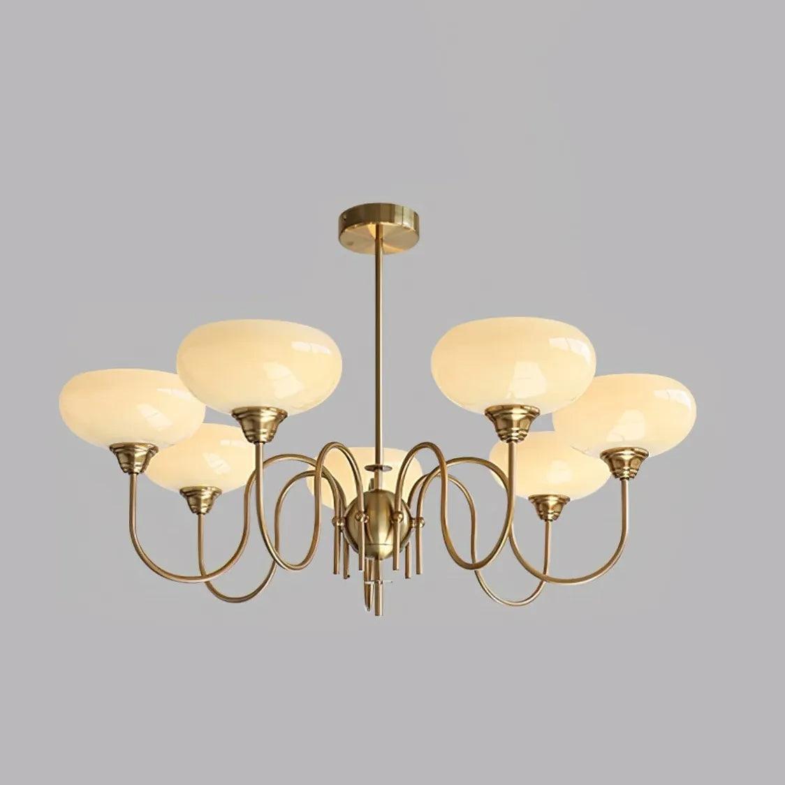 Candelabru Mid-Century din sticlă crem cu nuanță de kaki, cu intensitate reglabilă, pentru living | boxzora