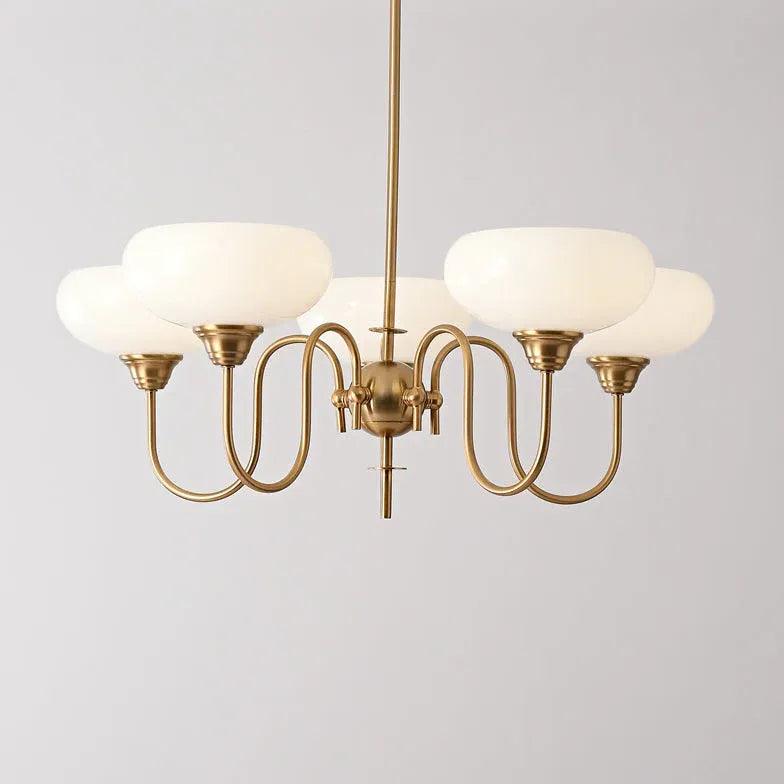 Candelabru Mid-Century din sticlă crem cu nuanță de kaki, cu intensitate reglabilă, pentru living | boxzora