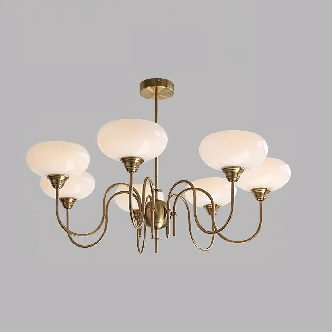 Candelabru Mid-Century din sticlă crem cu nuanță de kaki, cu intensitate reglabilă, pentru living | boxzora