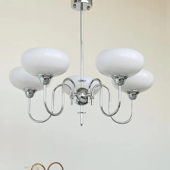 Candelabru Mid-Century din sticlă crem cu nuanță de kaki, cu intensitate reglabilă, pentru living | boxzora