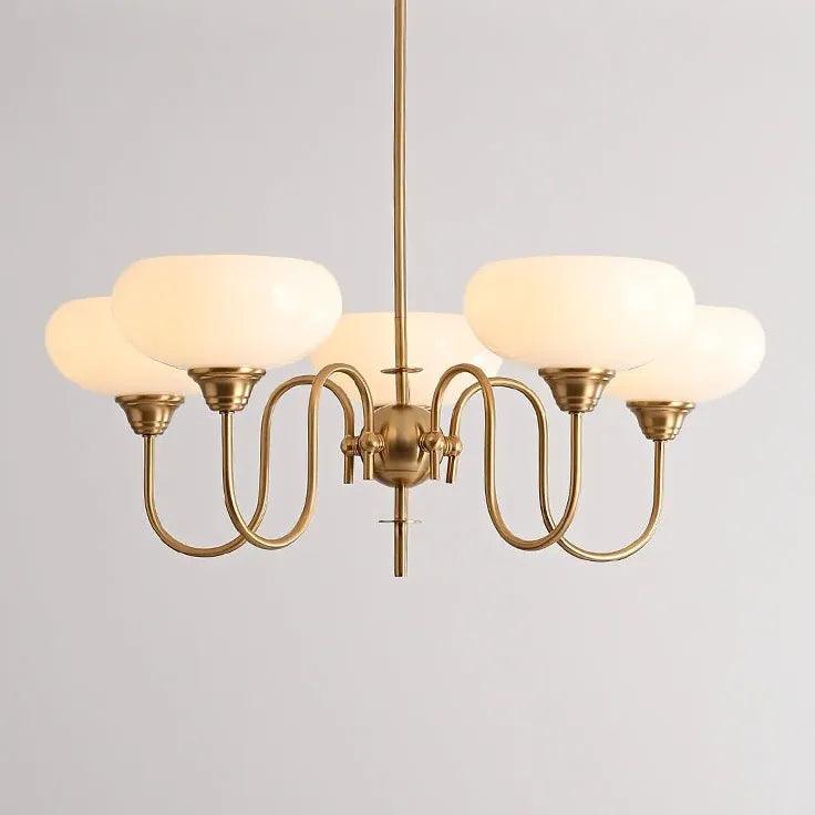 Candelabru Mid-Century din sticlă crem cu nuanță de kaki, cu intensitate reglabilă, pentru living | boxzora