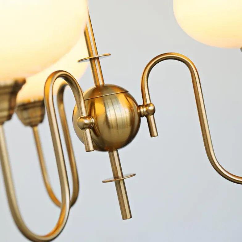 Żyrandol ze szklanymi kloszami w kolorze kremowej persymony, w stylu mid-century, z funkcją ściemniania, do salonu | boxzora