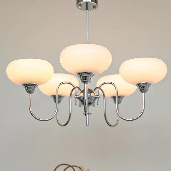 Candelabru Mid-Century din sticlă crem cu nuanță de kaki, cu intensitate reglabilă, pentru living | boxzora
