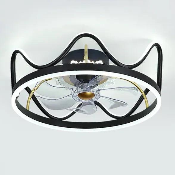 Ventilateur de plafond luxueux en forme de couronne avec éclairage pour chambre | boxzora