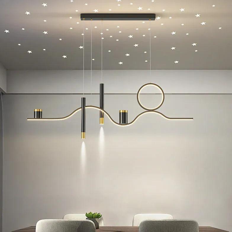 Luxuriöse schlanke Astro-Pendelleuchte für das Esszimmer | boxzora