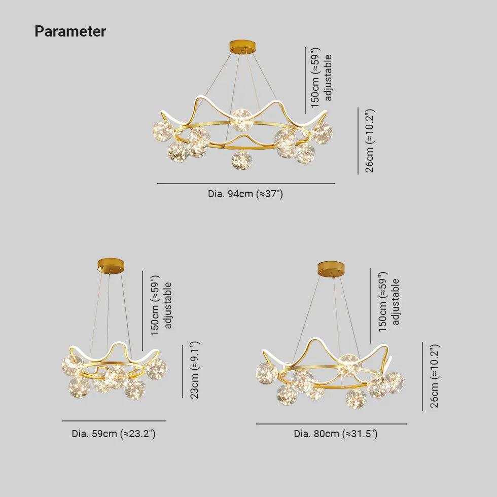 Suspension luxueuse en verre et cristal en forme de dôme | boxzora