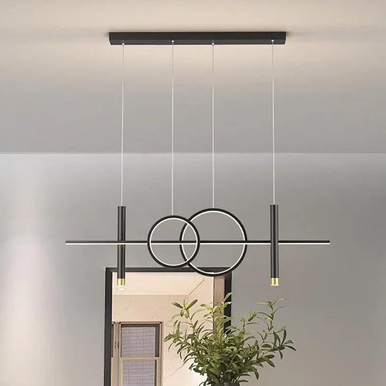 Candeeiro pendente preto simples em forma de anel linear | boxzora