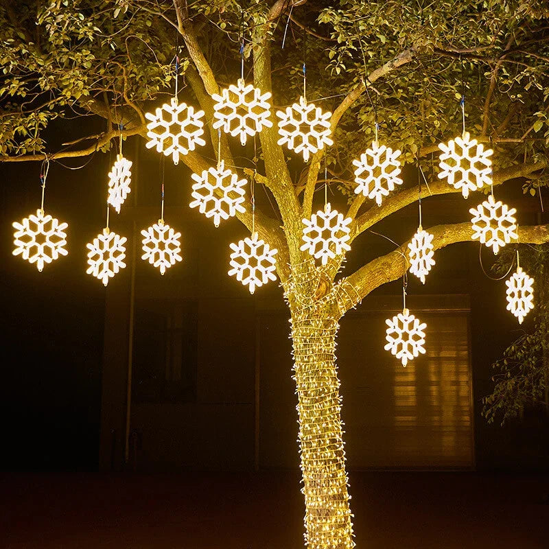 LED hópelyhes karácsonyi fények — IP65 vízálló, időjárásálló fényfüzér