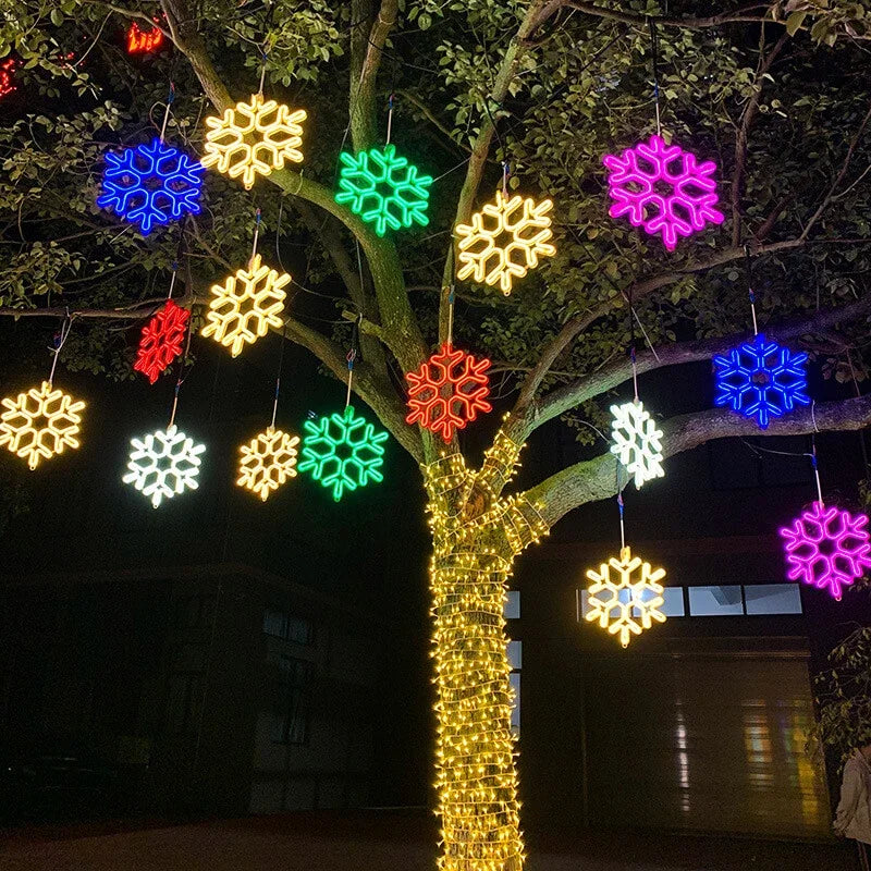 LED hópelyhes karácsonyi fények — IP65 vízálló, időjárásálló fényfüzér
