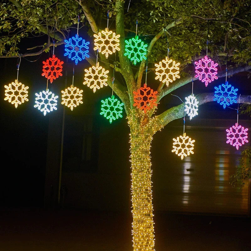 LED hópelyhes karácsonyi fények — IP65 vízálló, időjárásálló fényfüzér