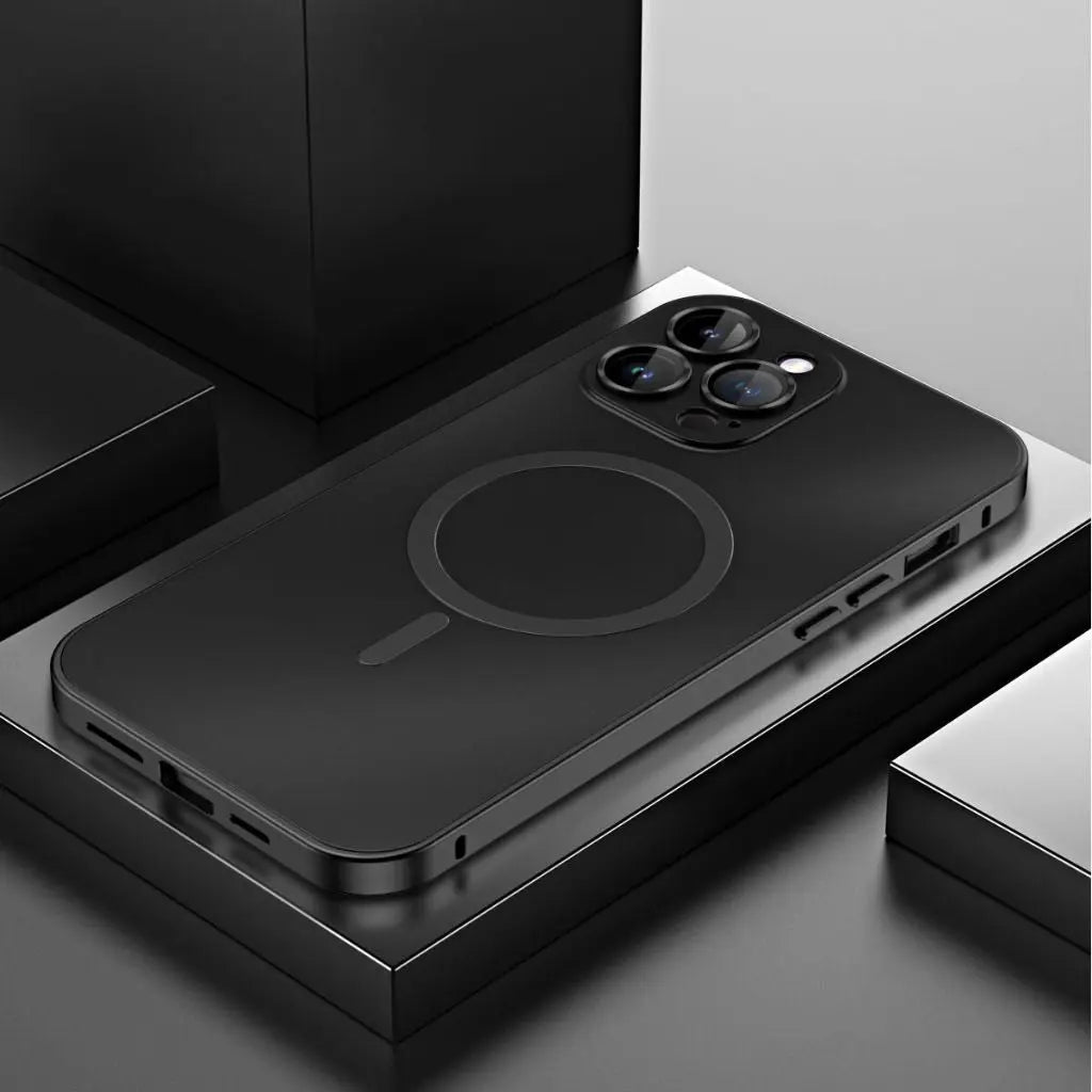 Capa magnética metálica para iPhone – Estrutura robusta compatível com MagSafe, proteção resistente, design elegante