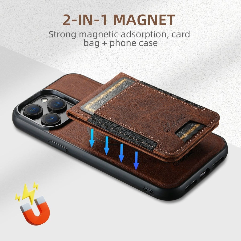 Husă premium din piele pentru smartphone Magvibe – Suport pentru carduri integrat, compatibilă cu MagSafe, husă de protecție